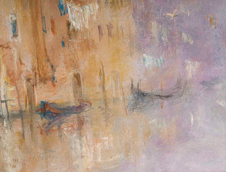Serge Belloni (1925-2005), Kanal von Venedig im Nebel, Öl auf Holz, Um 1970