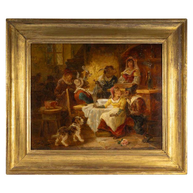 Zacharie Noterman (1820-1890) The Monkey Tavern oil on wood circa 1860