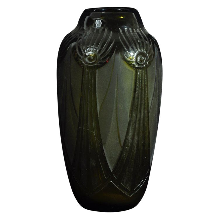 Vase en verre partiellement dépolis époque Art Déco Signé Legras