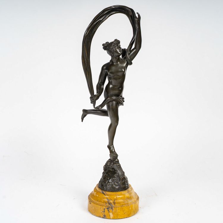 D’après Jean de Bologne (1529-1608) - La Fortune bronze ciselé à patine verte vers 1830-1850