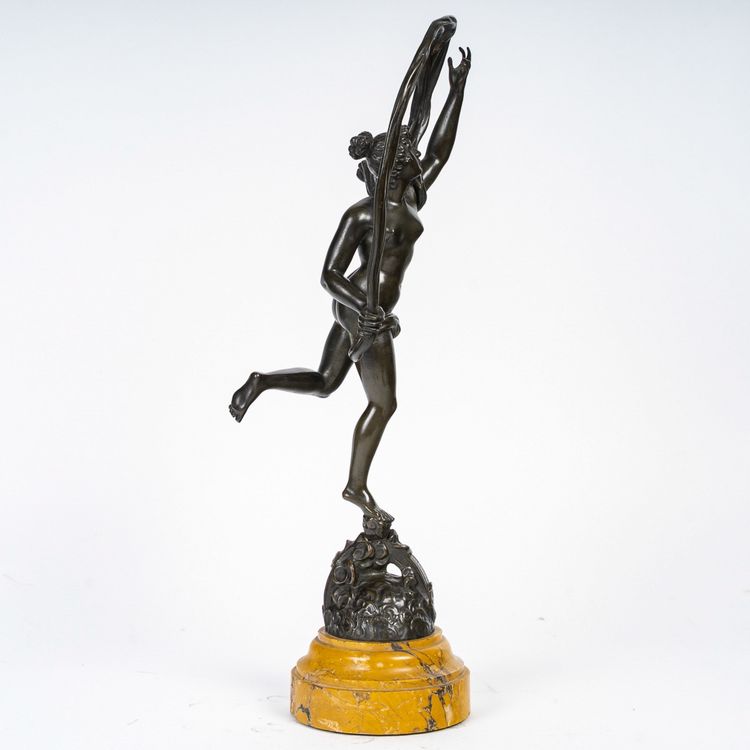 D’après Jean de Bologne (1529-1608) - La Fortune bronze ciselé à patine verte vers 1830-1850
