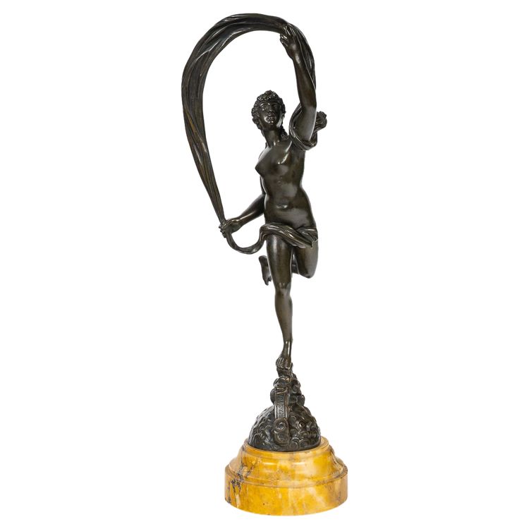 D’après Jean de Bologne (1529-1608) - La Fortune bronze ciselé à patine verte vers 1830-1850