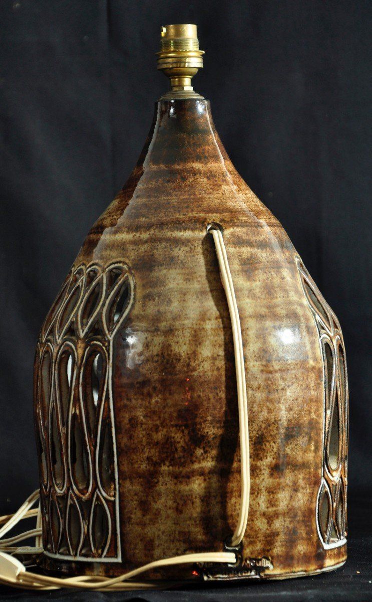 Lamp Stand Circa 1960 Signed Valoris & Le Vieux Moulin