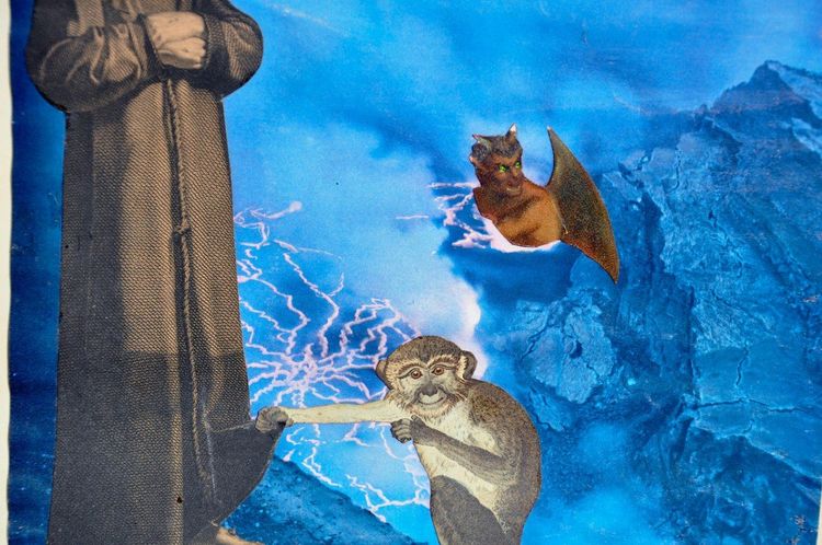 Collage/Malerei Unterzeichnet Jacques Prévert 1969
