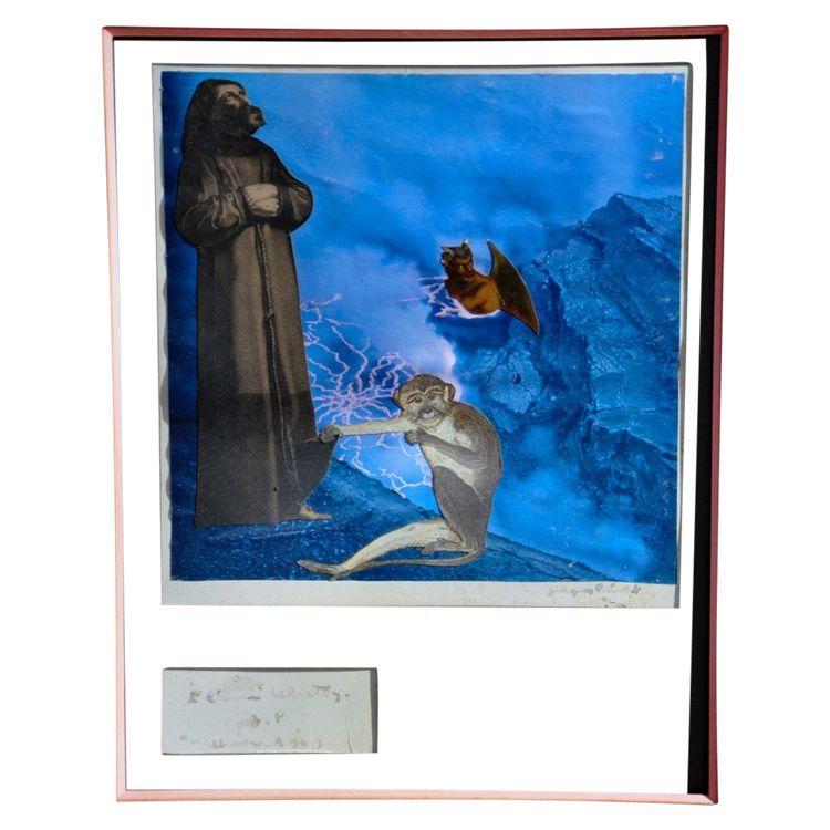 Collage/Malerei Unterzeichnet Jacques Prévert 1969