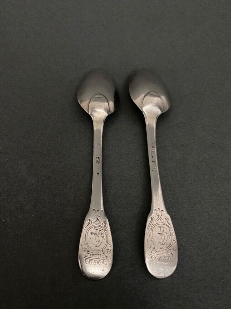 Two small 18th century silver spoons with count's crown monogram