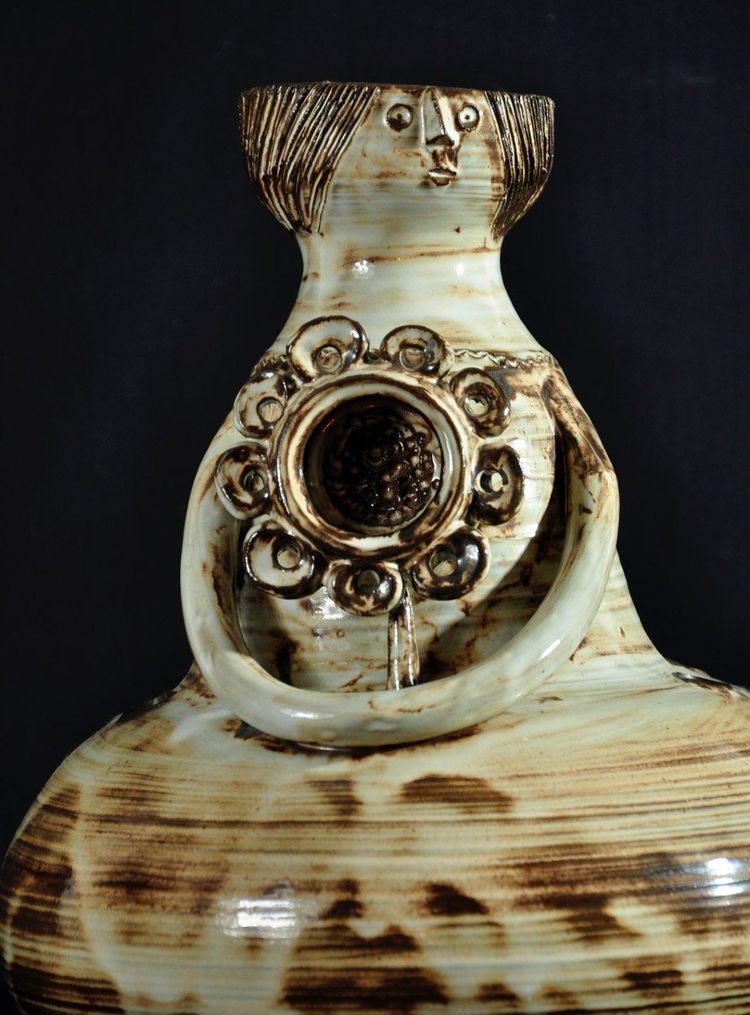 Anthropomorphic vase Signed Jacques Pouchain Circa 1970