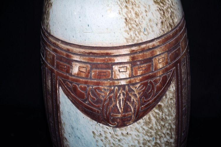 Paire De Vases Ovoïdes Signés Legras Art Déco Pâte De Verre Marmoréenne Circa 1930
