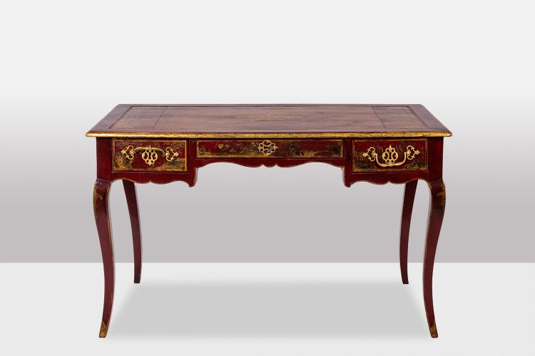 Scrivania piatta in stile Luigi XV decorata con scene lacustri. Circa 1800. LS60861809U