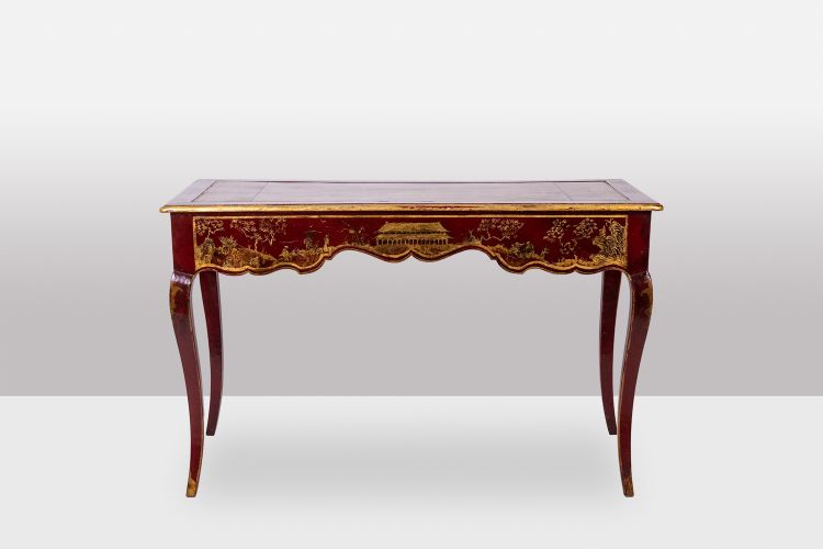 Scrivania piatta in stile Luigi XV decorata con scene lacustri. Circa 1800. LS60861809U