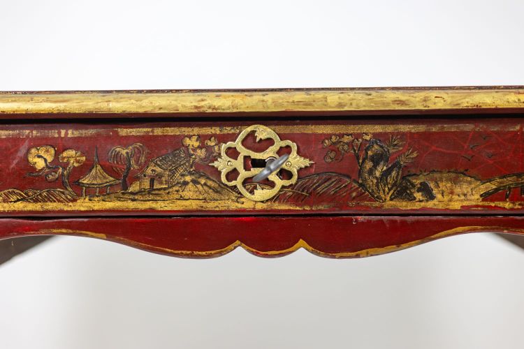Scrivania piatta in stile Luigi XV decorata con scene lacustri. Circa 1800. LS60861809U