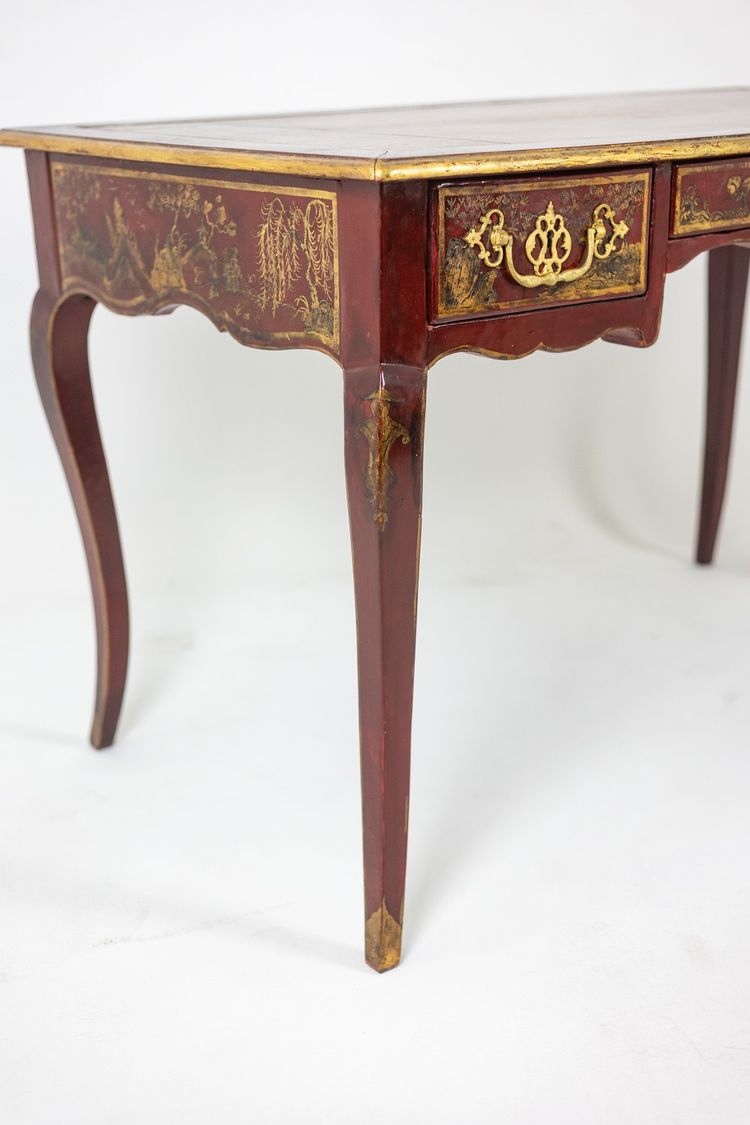 Scrivania piatta in stile Luigi XV decorata con scene lacustri. Circa 1800. LS60861809U