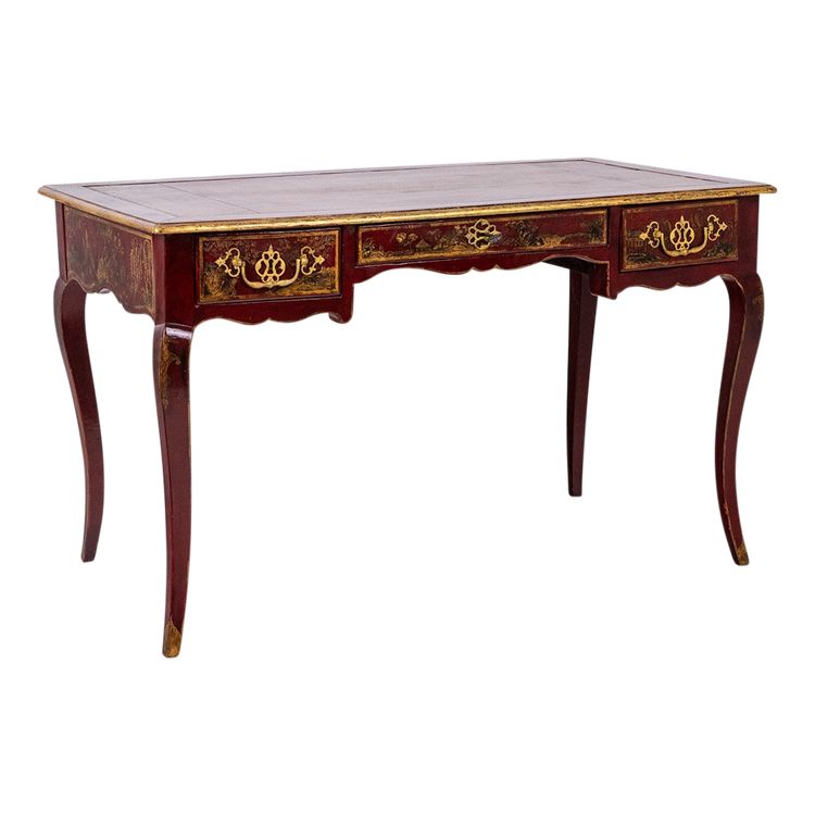 Scrivania piatta in stile Luigi XV decorata con scene lacustri. Circa 1800. LS60861809U