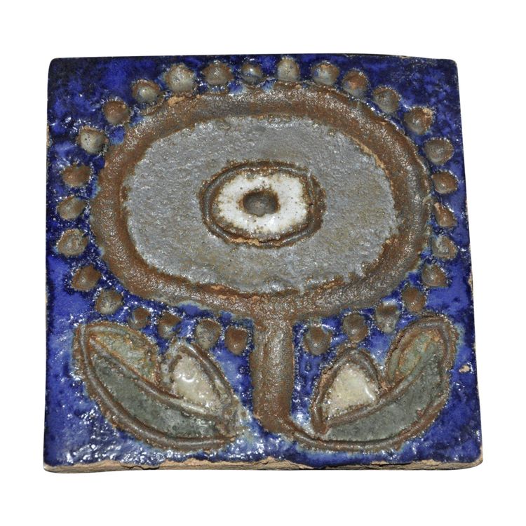 Enamelled ceramic tile Signed Les Argonautes Vallauris Circa 1960