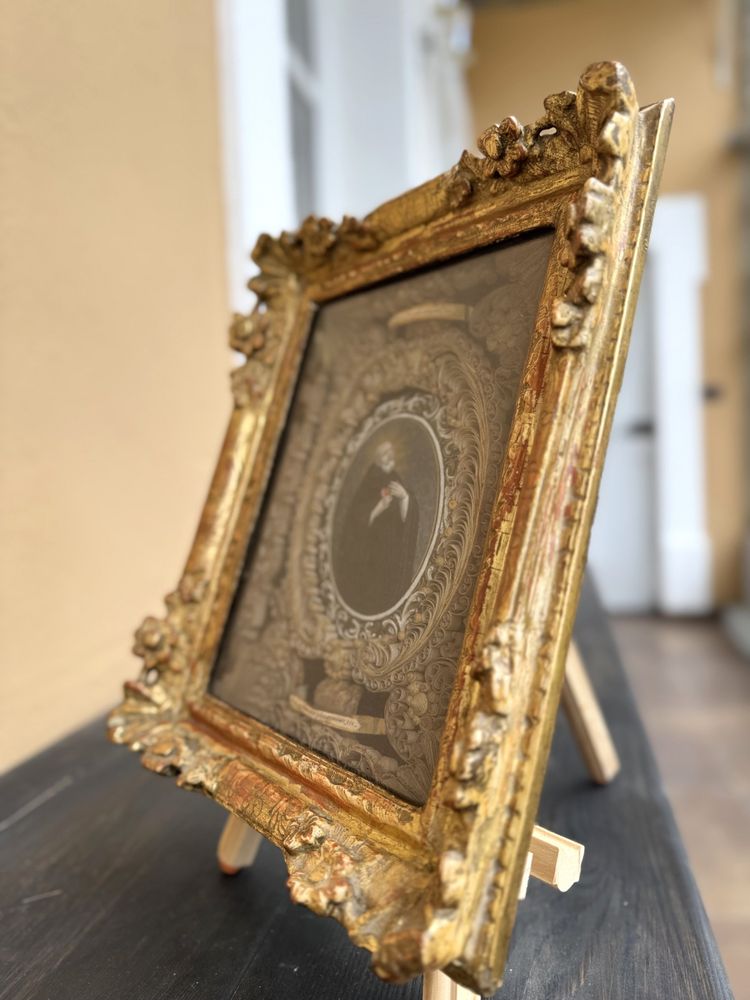 Tableau Reliquaire Avec Plaque émaillée De Saint Augustin - 18th century