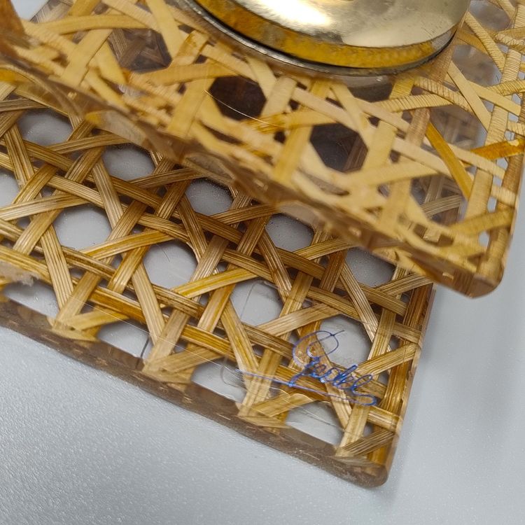 1970 - Superbe briquet de table en paille de Vienne par Geolel. Fabriqué en Italie