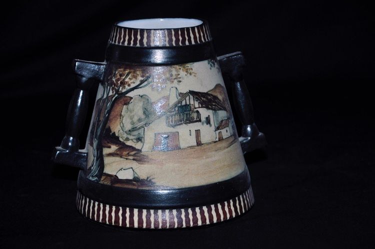 Ceramic Vase Signed Le.corrone Ciboure Circa 1950