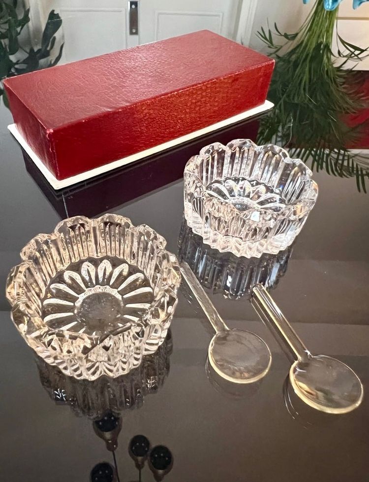 Art Deco Crystal Salt Cellars - Salt Pepper Condiments