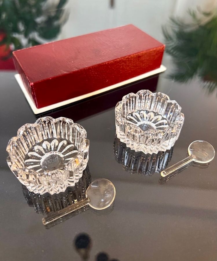 Art Deco Crystal Salt Cellars - Salt Pepper Condiments