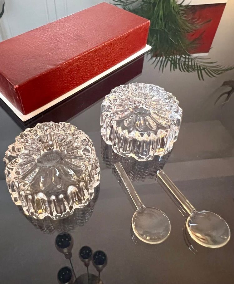 Art Deco Crystal Salt Cellars - Salt Pepper Condiments