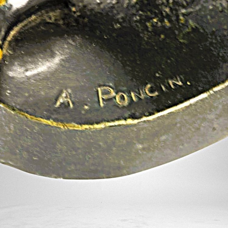 Donna e pantera - Bronzo di Albert Poncin (1877-1954), influenza Art Déco