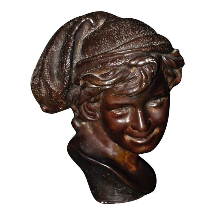 Jean-Baptiste Carpeaux testa di bambino pescatore napoletano in bronzo firmato XIX secolo