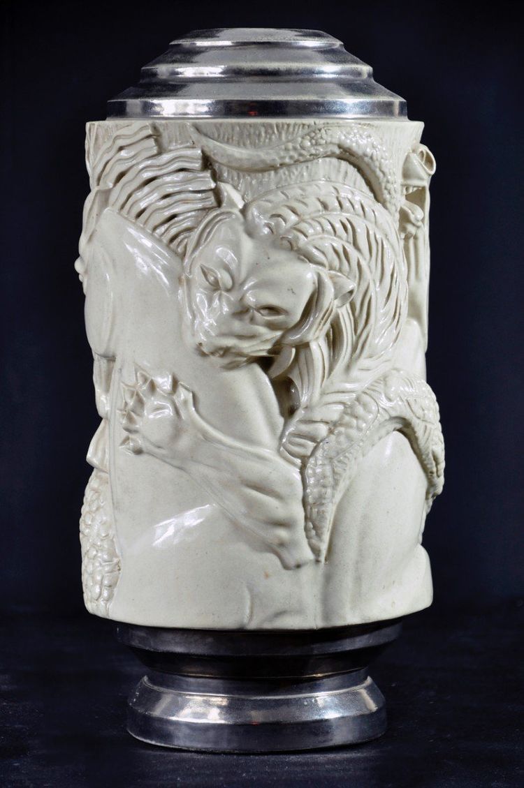 Ceramic vase/lamp base signed Gentil & Bourdet Art Deco