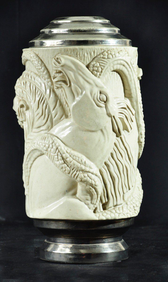 Ceramic vase/lamp base signed Gentil & Bourdet Art Deco