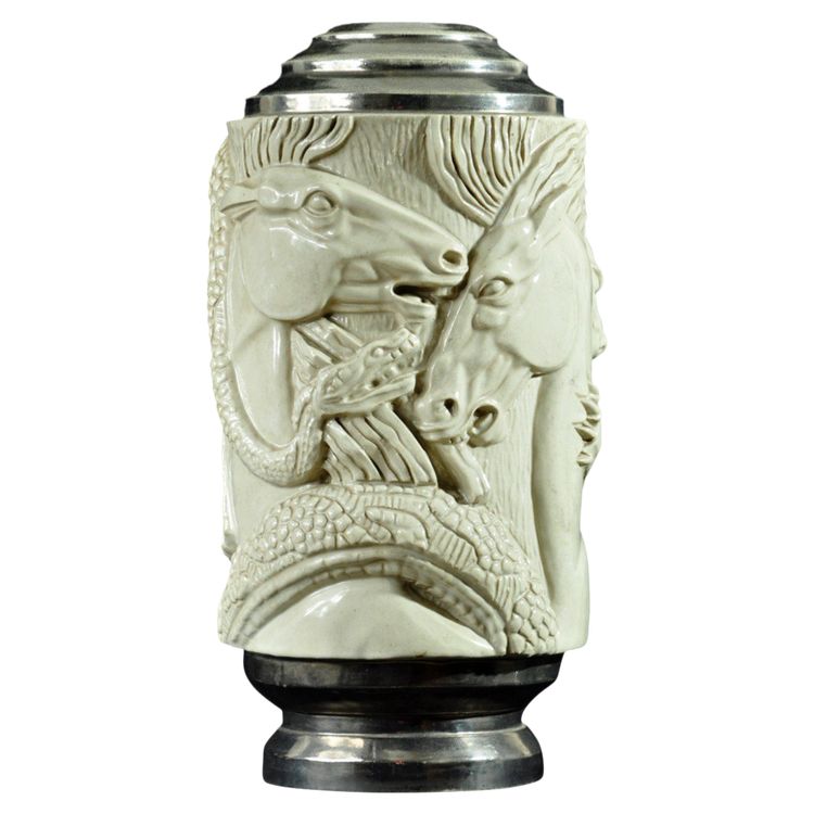 Ceramic vase/lamp base signed Gentil & Bourdet Art Deco