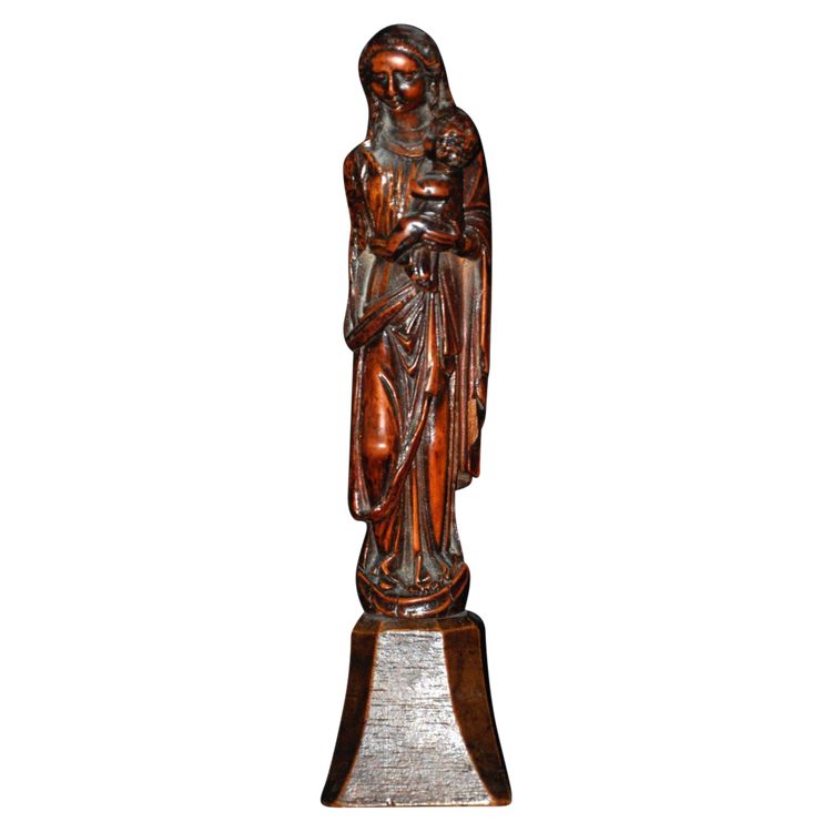 Scultura religiosa Vergine col Bambino Legno XVII secolo