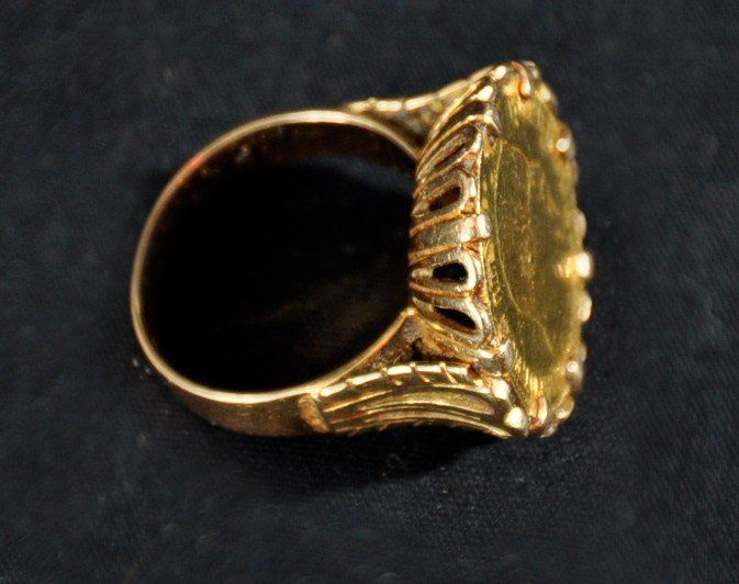 Ringset mit Goldmünze Napoleon III. aus der Zeit des Zweiten Kaiserreichs, 9,2 g