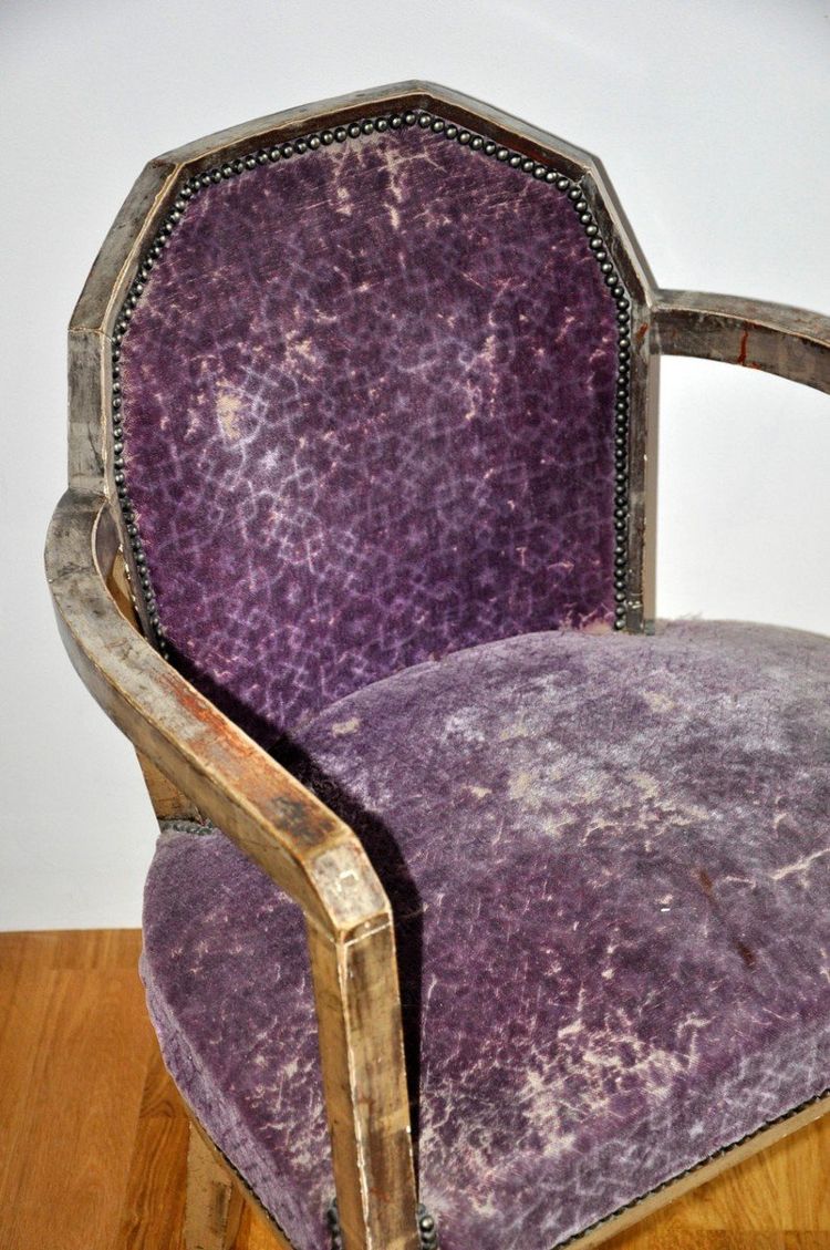 Poltrona Art Déco in foglia d'argento, anni '30