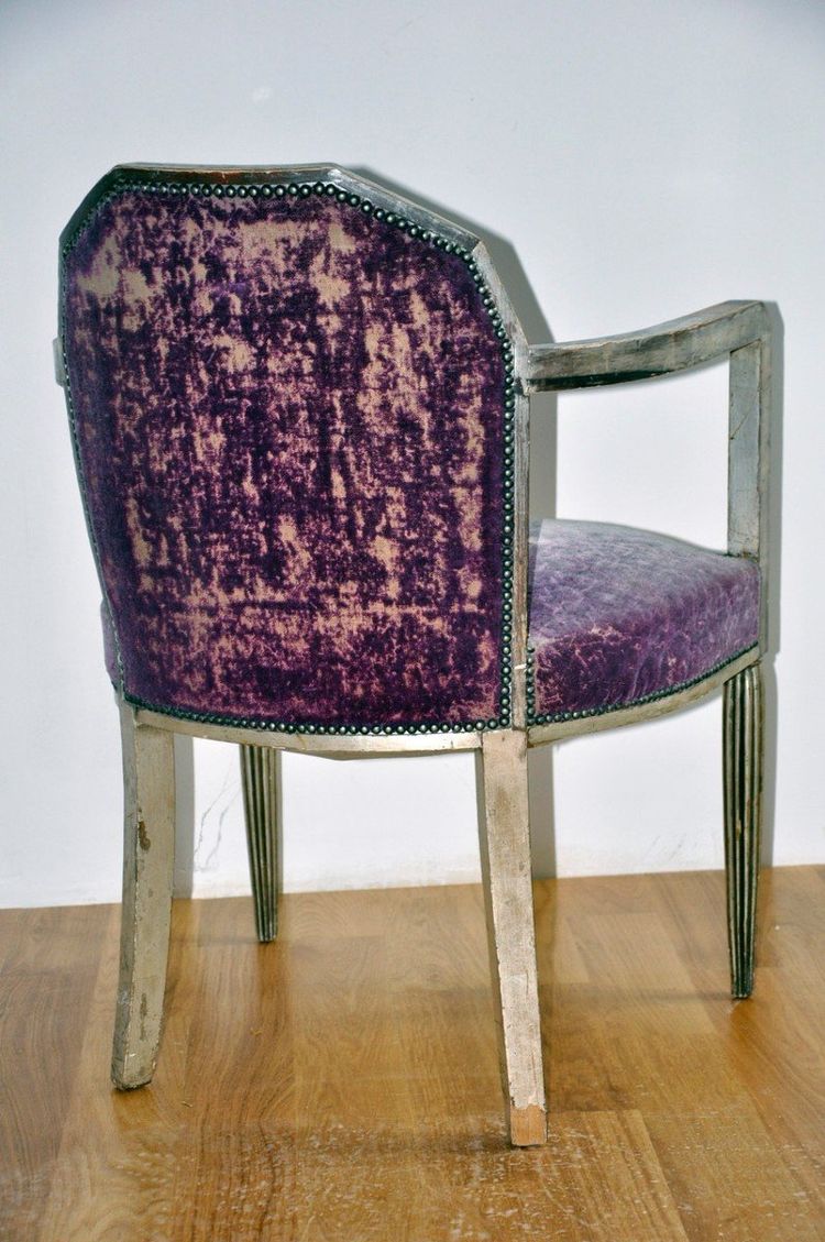 Poltrona Art Déco in foglia d'argento, anni '30