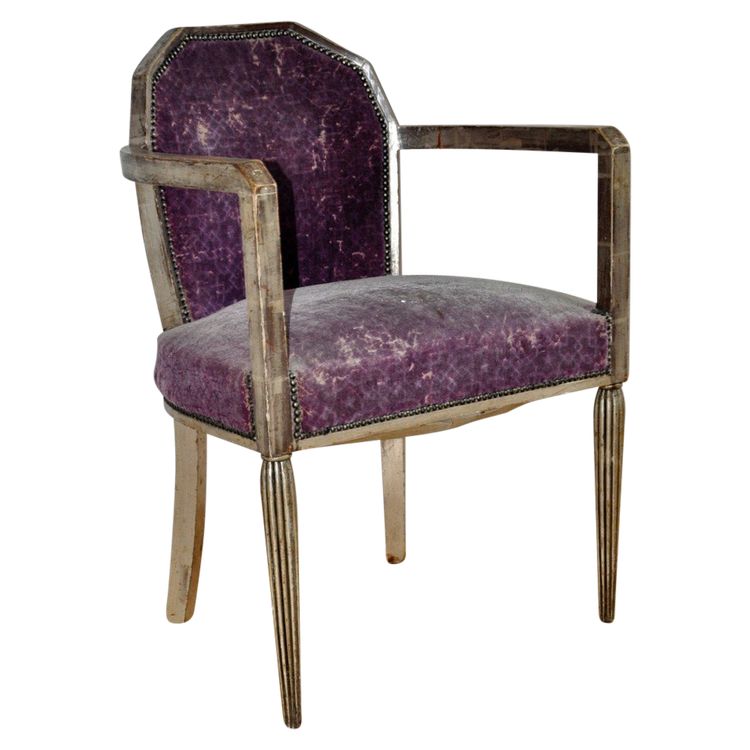 Poltrona Art Déco in foglia d'argento, anni '30