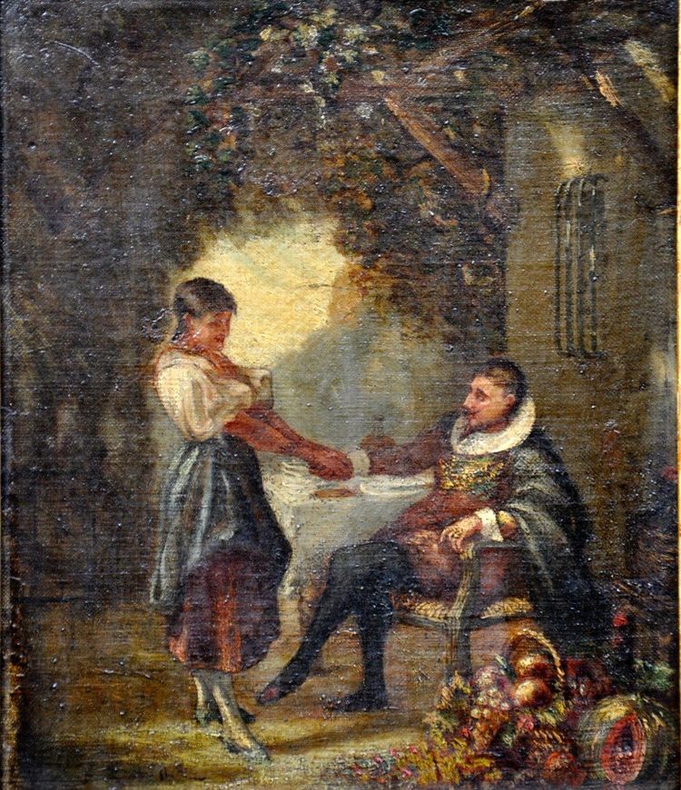 Huile sur carton signature illisible XIXe siècle