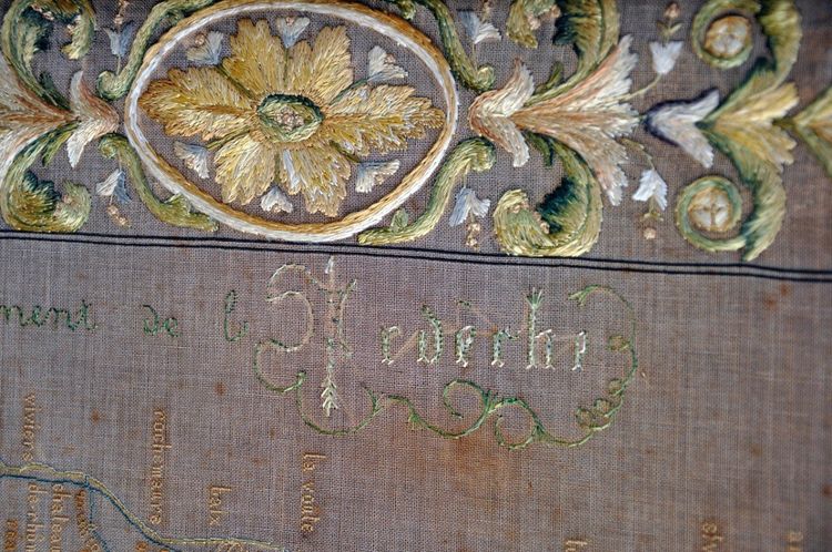 Embroidered map of the Drôme department from the early 19th century