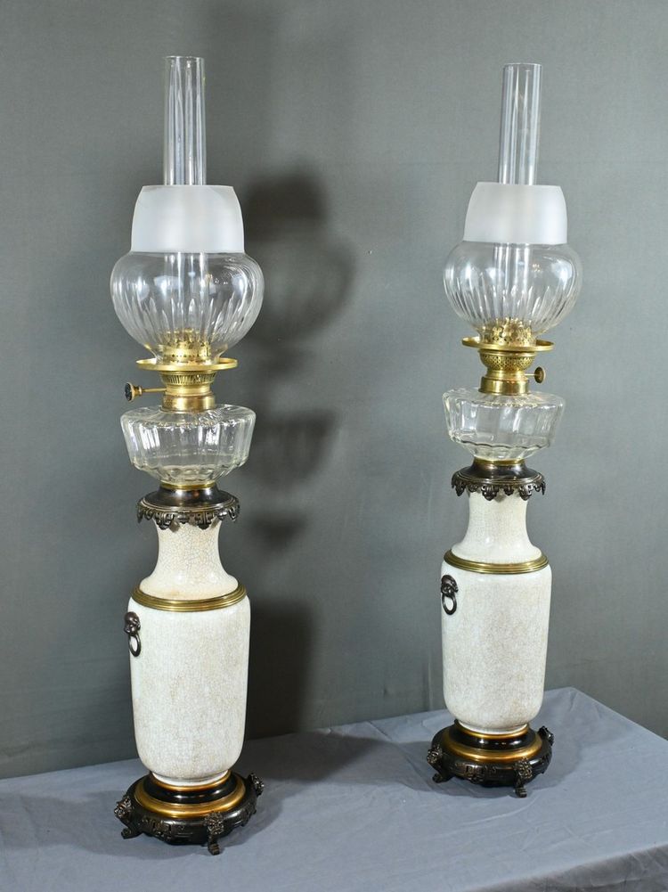 Lampes à Pétrole en Céramique, Maison Numberger-Lemonon – Milieu XIXe