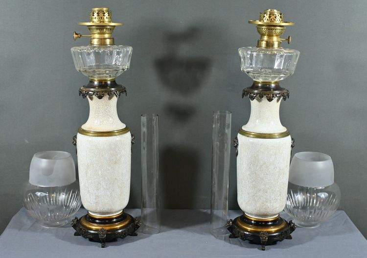 Lampes à Pétrole en Céramique, Maison Numberger-Lemonon – Milieu XIXe