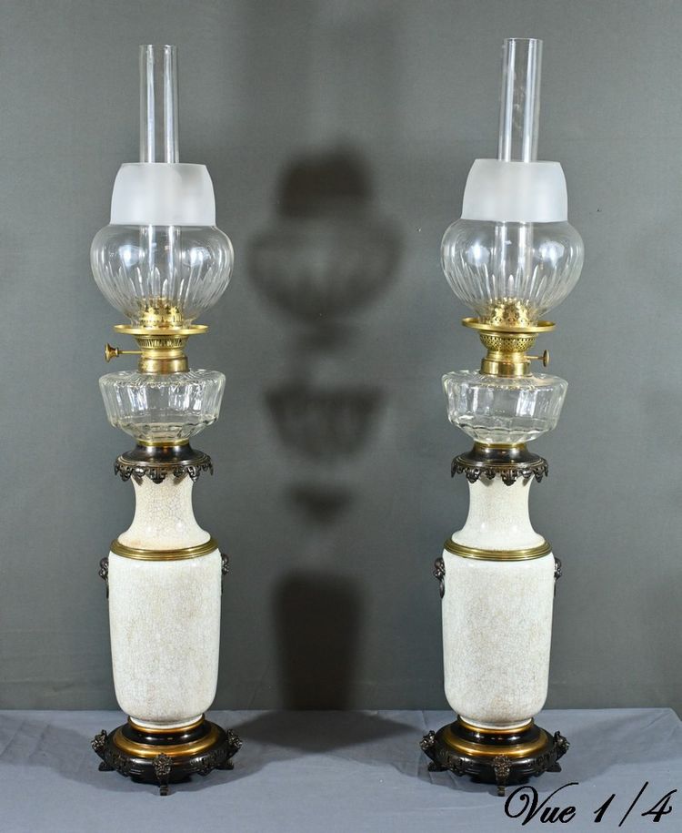 Lampes à Pétrole en Céramique, Maison Numberger-Lemonon – Milieu XIXe