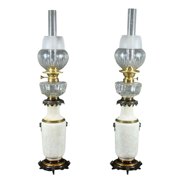 Lampes à Pétrole en Céramique, Maison Numberger-Lemonon – Milieu XIXe