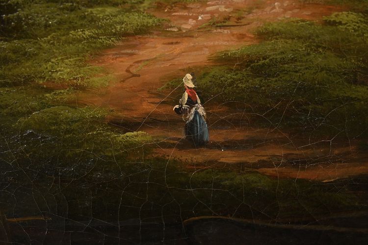 Bedeutendes Ölgemälde "Au bord de l'eau" signiert Dagny - Anfang XIX.