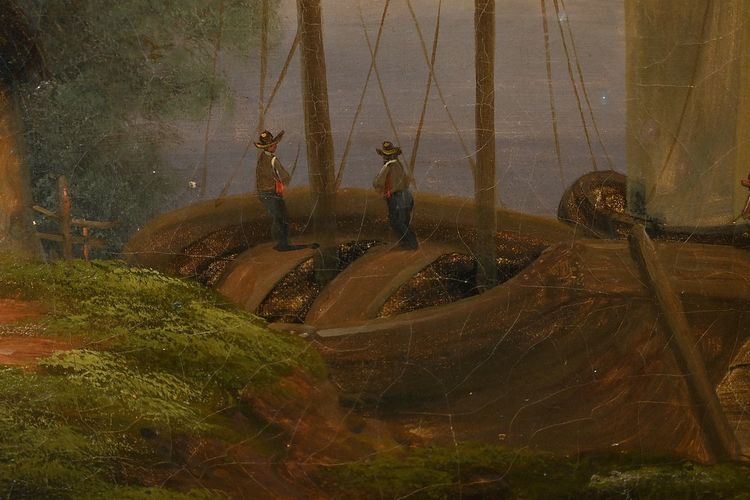 Bedeutendes Ölgemälde "Au bord de l'eau" signiert Dagny - Anfang XIX.
