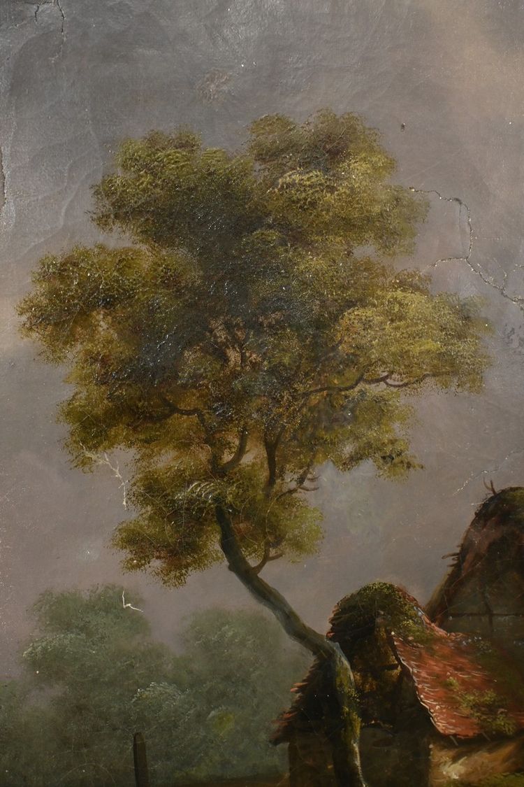 Bedeutendes Ölgemälde "Au bord de l'eau" signiert Dagny - Anfang XIX.
