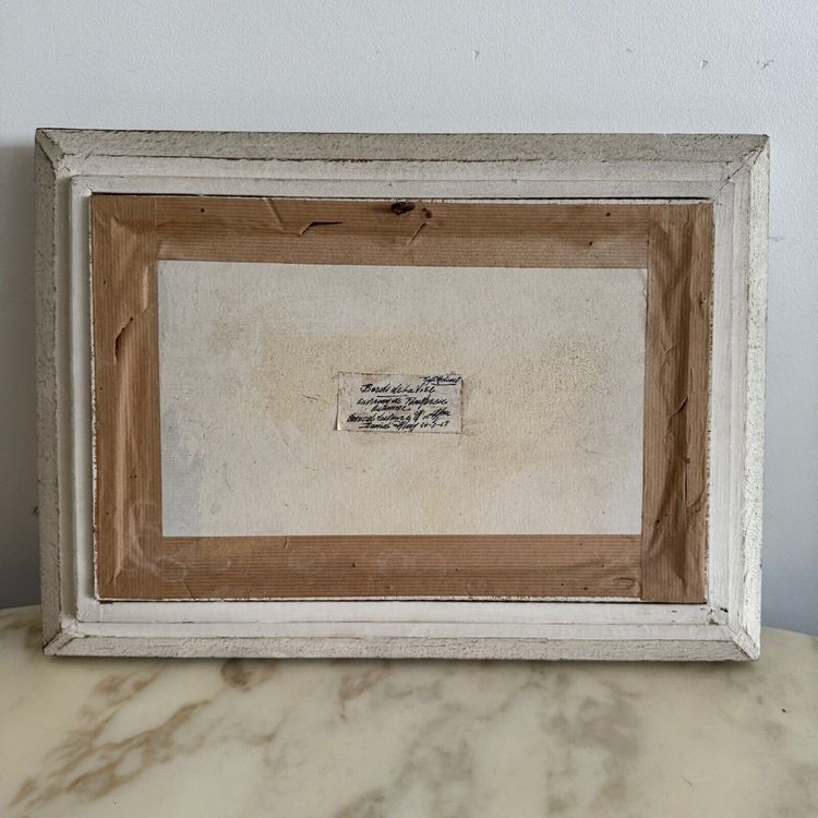 Olio su tavola di R. Holvoet paesaggio sulle rive della Vire 1967
