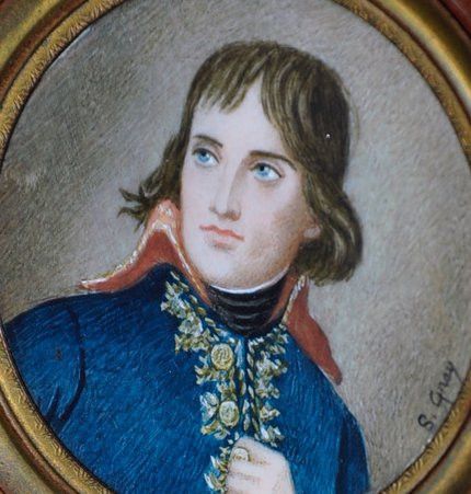 Miniatura ad acquerello firmata S. Gray Ritratto dell'imperatore metà del XIX secolo