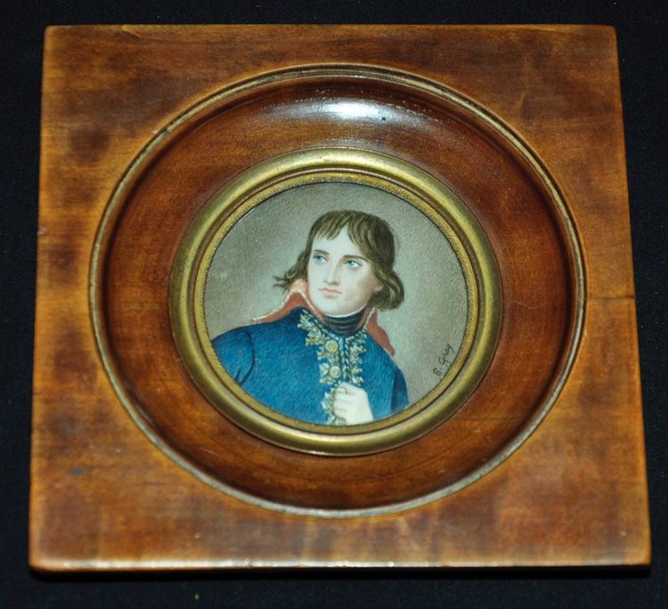 Miniatura ad acquerello firmata S. Gray Ritratto dell'imperatore metà del XIX secolo