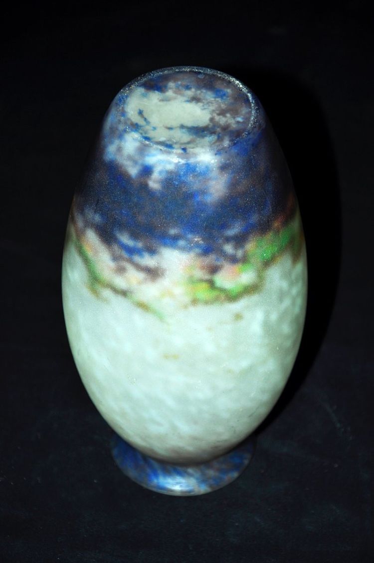 Vase Signiert Muller Frères in Glaspaste Landschaft Anfang des 20.