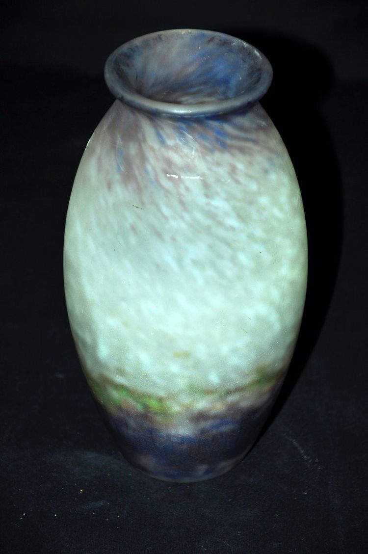 Vase Signiert Muller Frères in Glaspaste Landschaft Anfang des 20.
