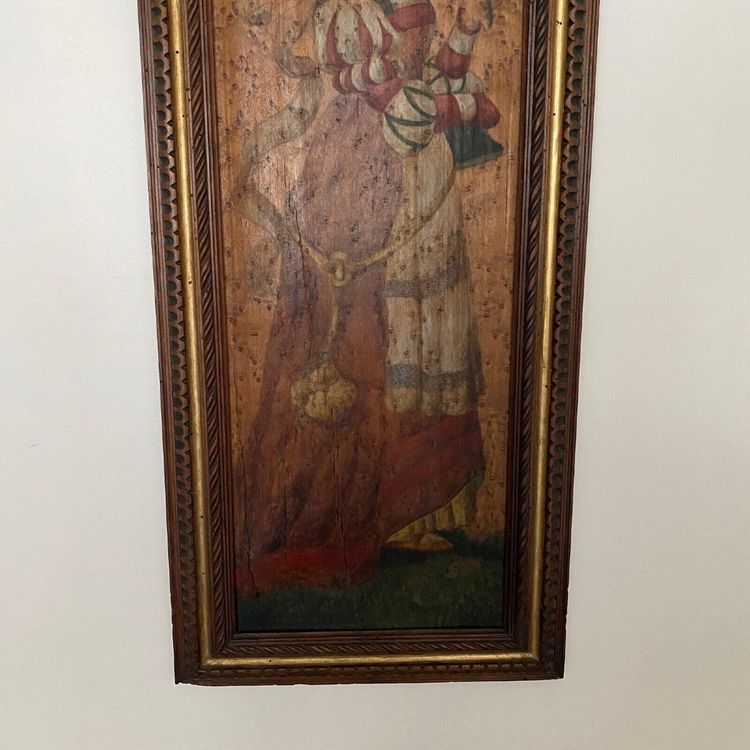 Pair of painted wood panels in the taste of the Haute Epoque, wood frame