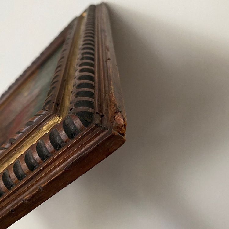 Pair of painted wood panels in the taste of the Haute Epoque, wood frame
